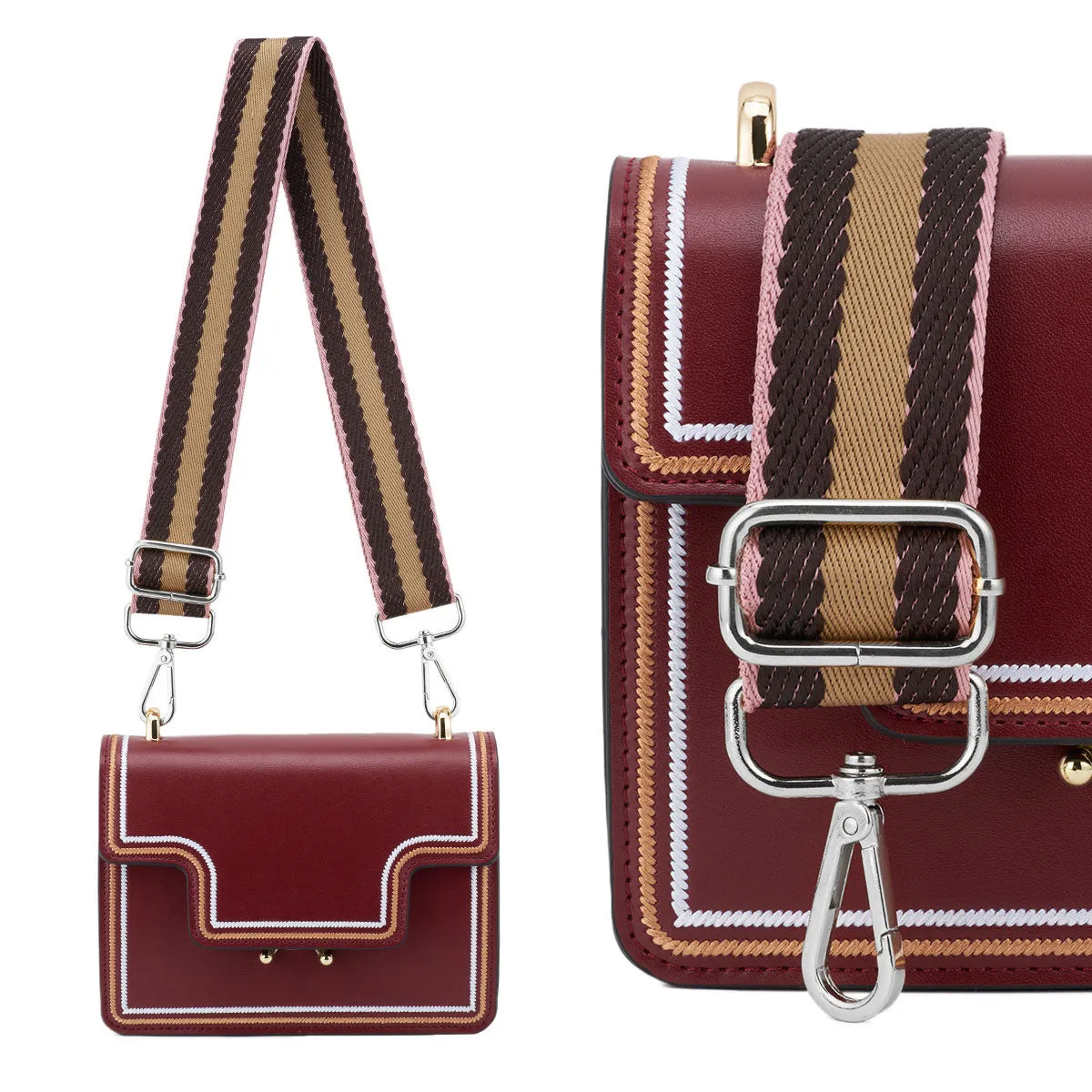 Wide Shoulder Strap Adjustable Replacement Belt Guitar Style Crossbody Bag Handbag Strap Multicolor Canvas Straps（Wide:1.4in，Long:49.2in）