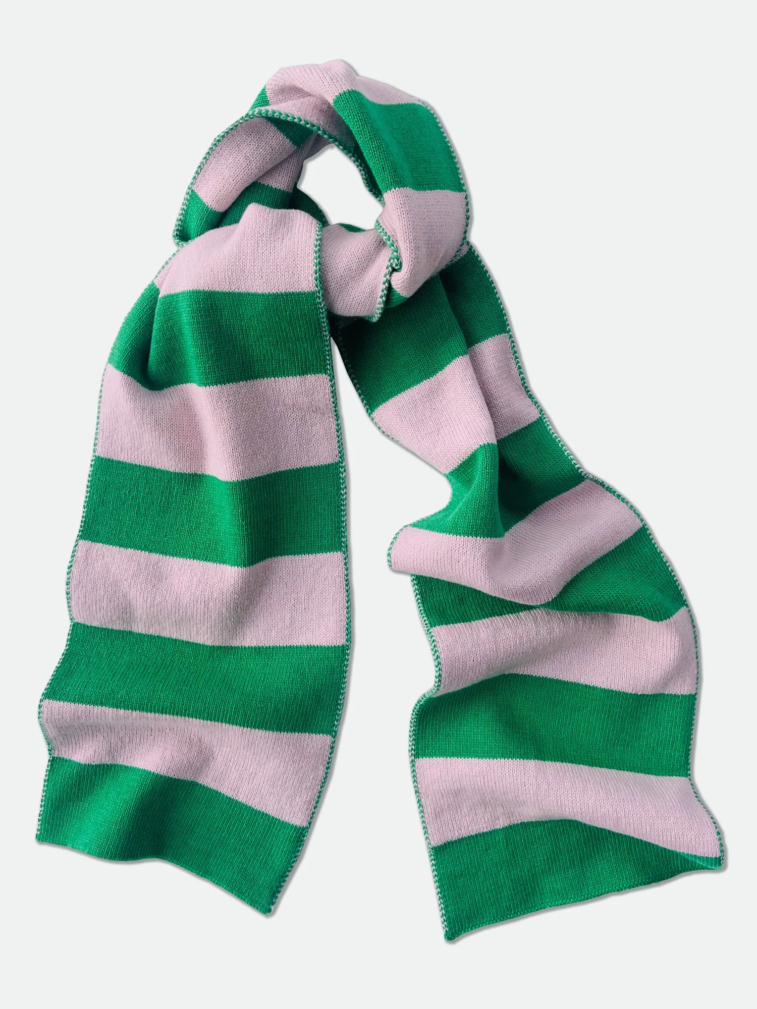 Wide Stripe Wool and Cashmere Scarf in Pink and Red