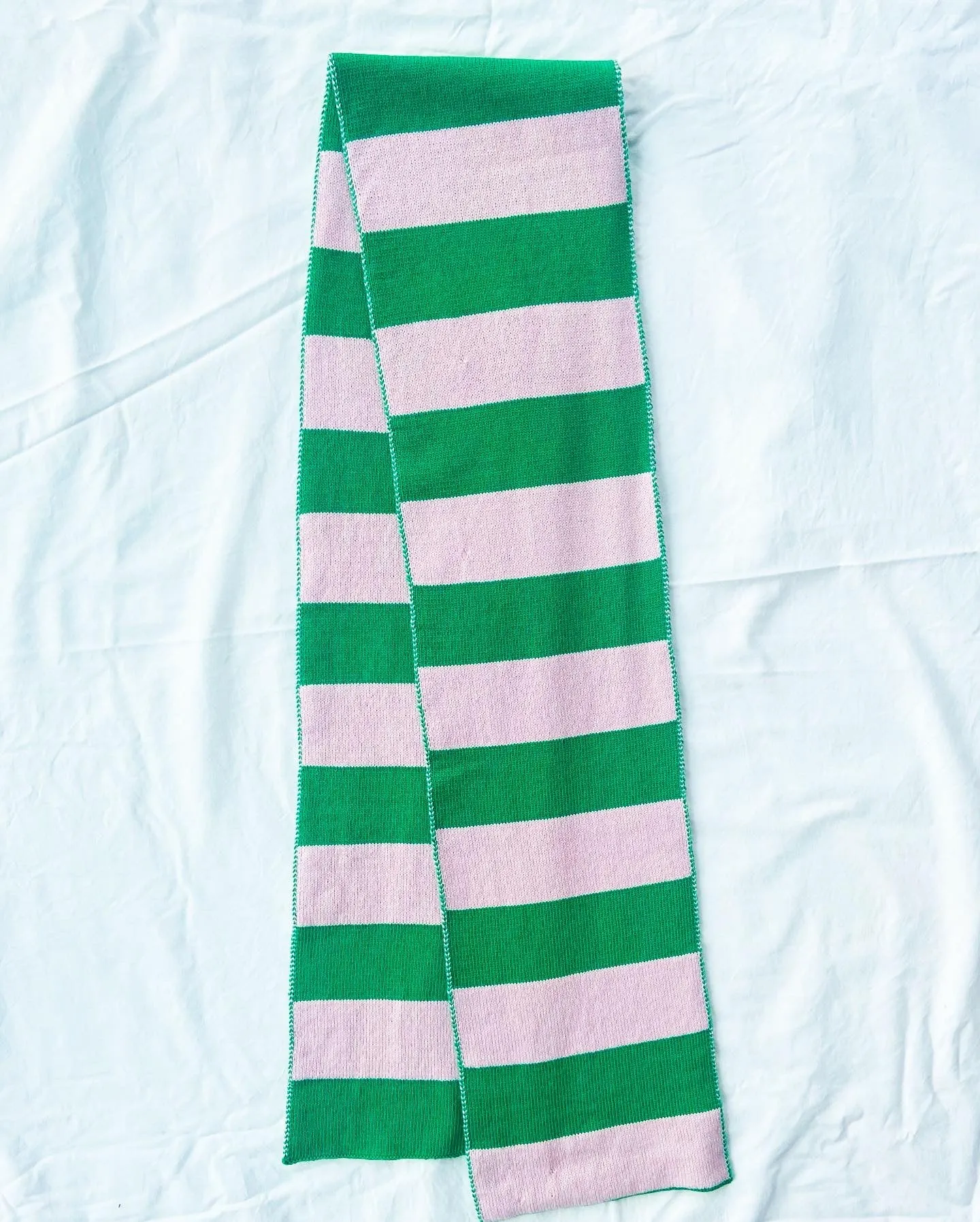 Wide Stripe Wool and Cashmere Scarf in Pink and Red