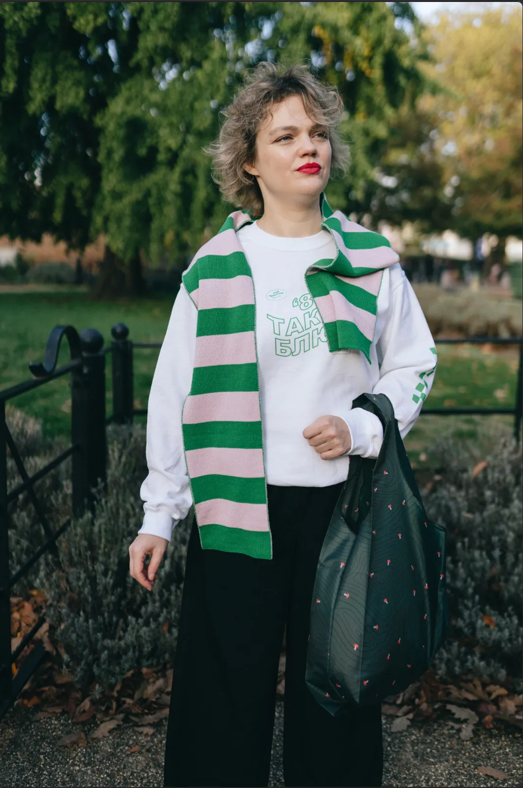 Wide Stripe Wool and Cashmere Scarf in Pink and Red