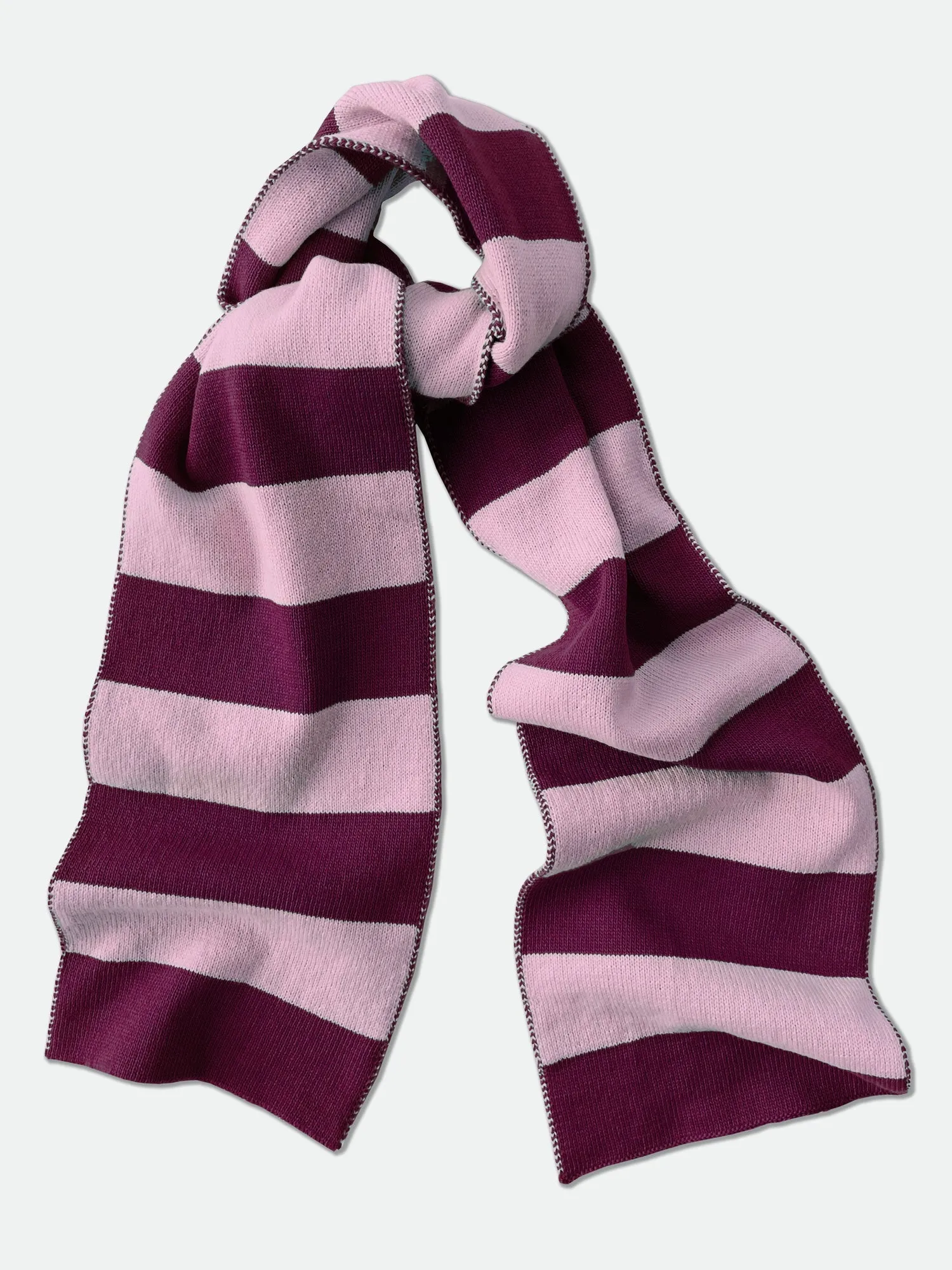 Wide Stripe Wool and Cashmere Scarf in Pink and Red