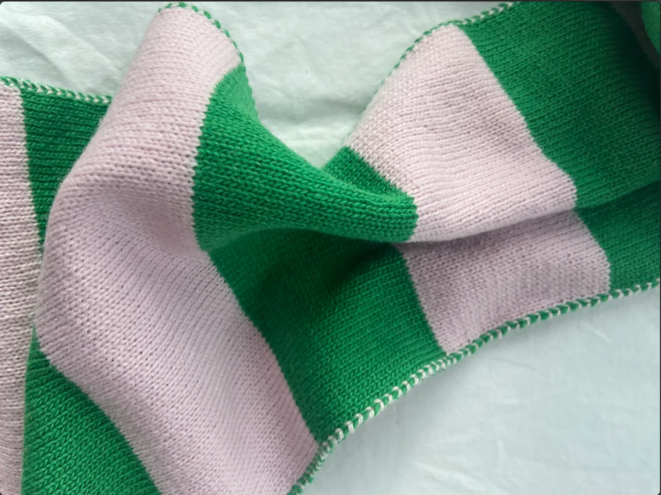 Wide Stripe Wool and Cashmere Scarf in Pink and Red