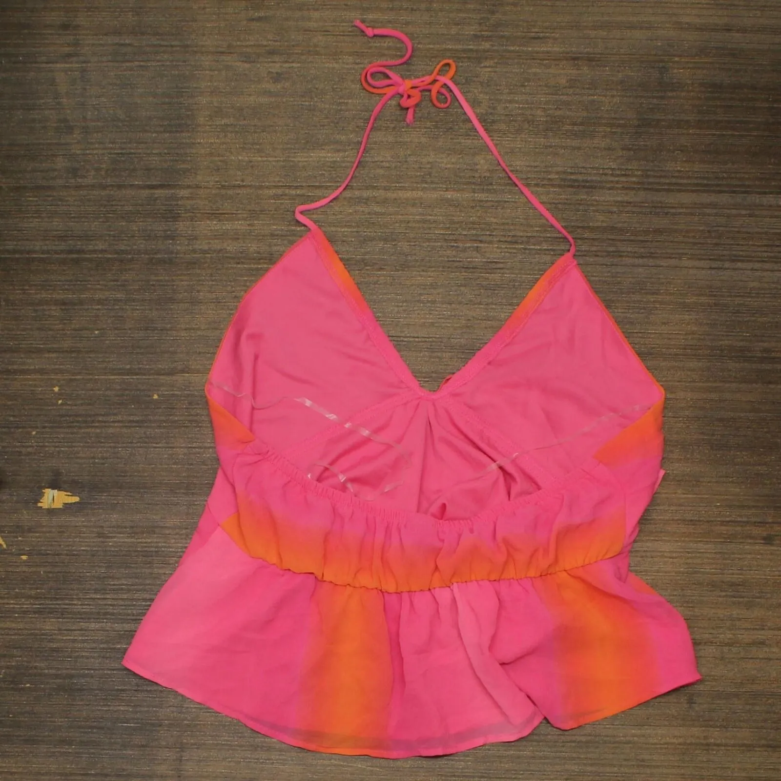 Wild Fable Women's Woven Halter Tank Top Orange / Berry Pink M