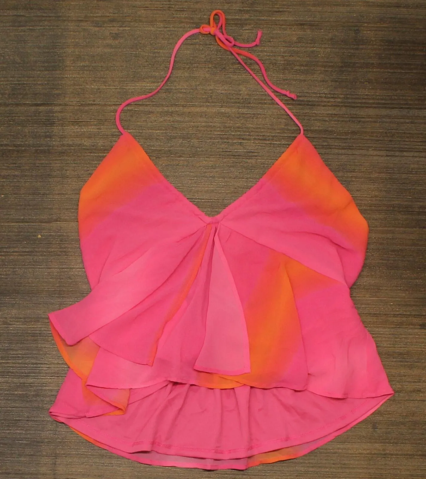 Wild Fable Women's Woven Halter Tank Top Orange / Berry Pink M