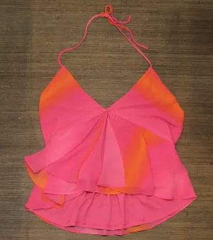 Wild Fable Women's Woven Halter Tank Top Orange / Berry Pink M
