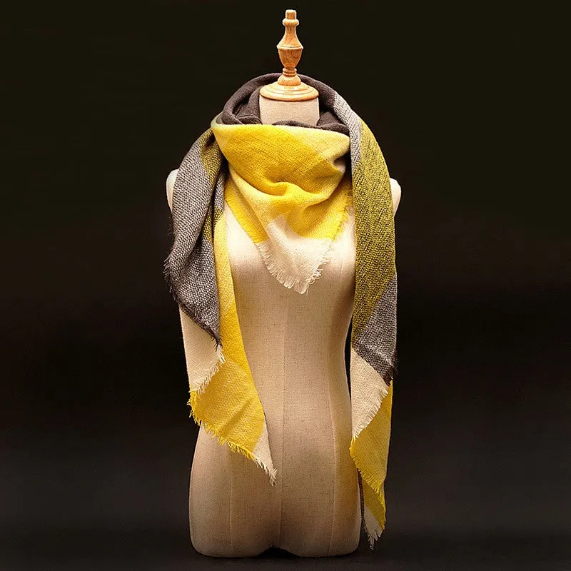 Winter Scarf Luxury Tartan Cashmere Scarf Women Wool Plaid Blanket Scarf Pashmina Wrap Shawls and Scarves Hijab