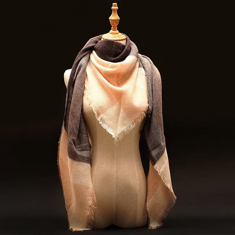Winter Scarf Luxury Tartan Cashmere Scarf Women Wool Plaid Blanket Scarf Pashmina Wrap Shawls and Scarves Hijab