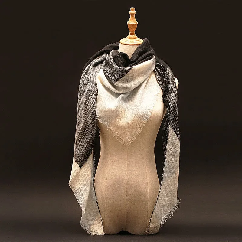Winter Scarf Luxury Tartan Cashmere Scarf Women Wool Plaid Blanket Scarf Pashmina Wrap Shawls and Scarves Hijab