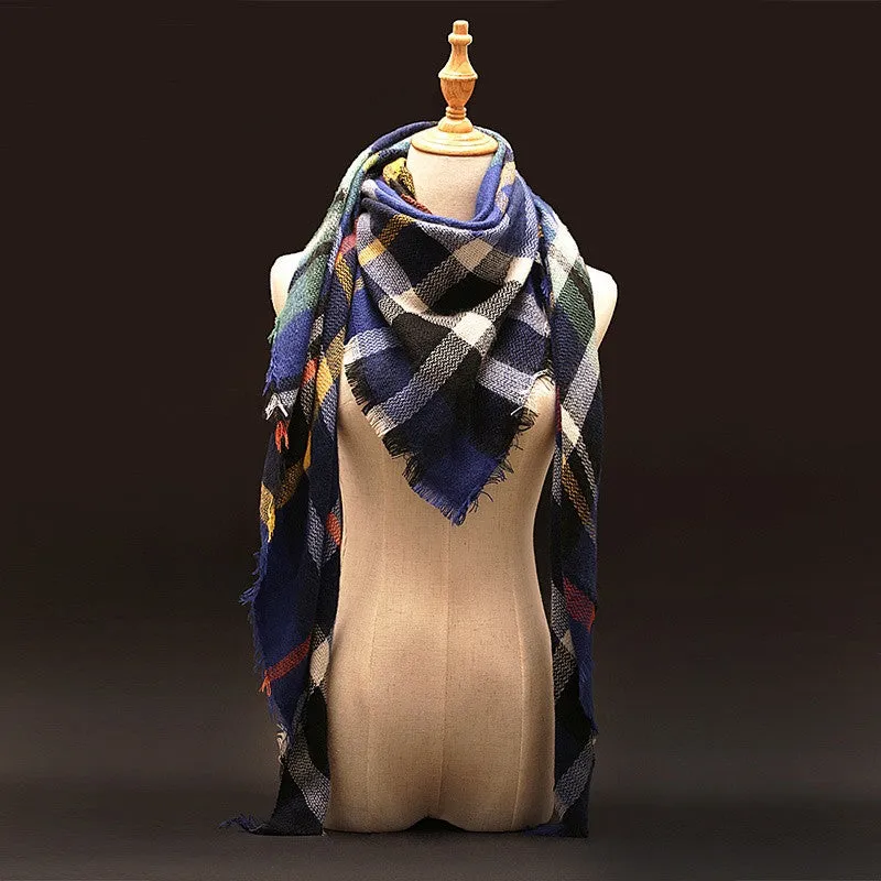 Winter Scarf Luxury Tartan Cashmere Scarf Women Wool Plaid Blanket Scarf Pashmina Wrap Shawls and Scarves Hijab