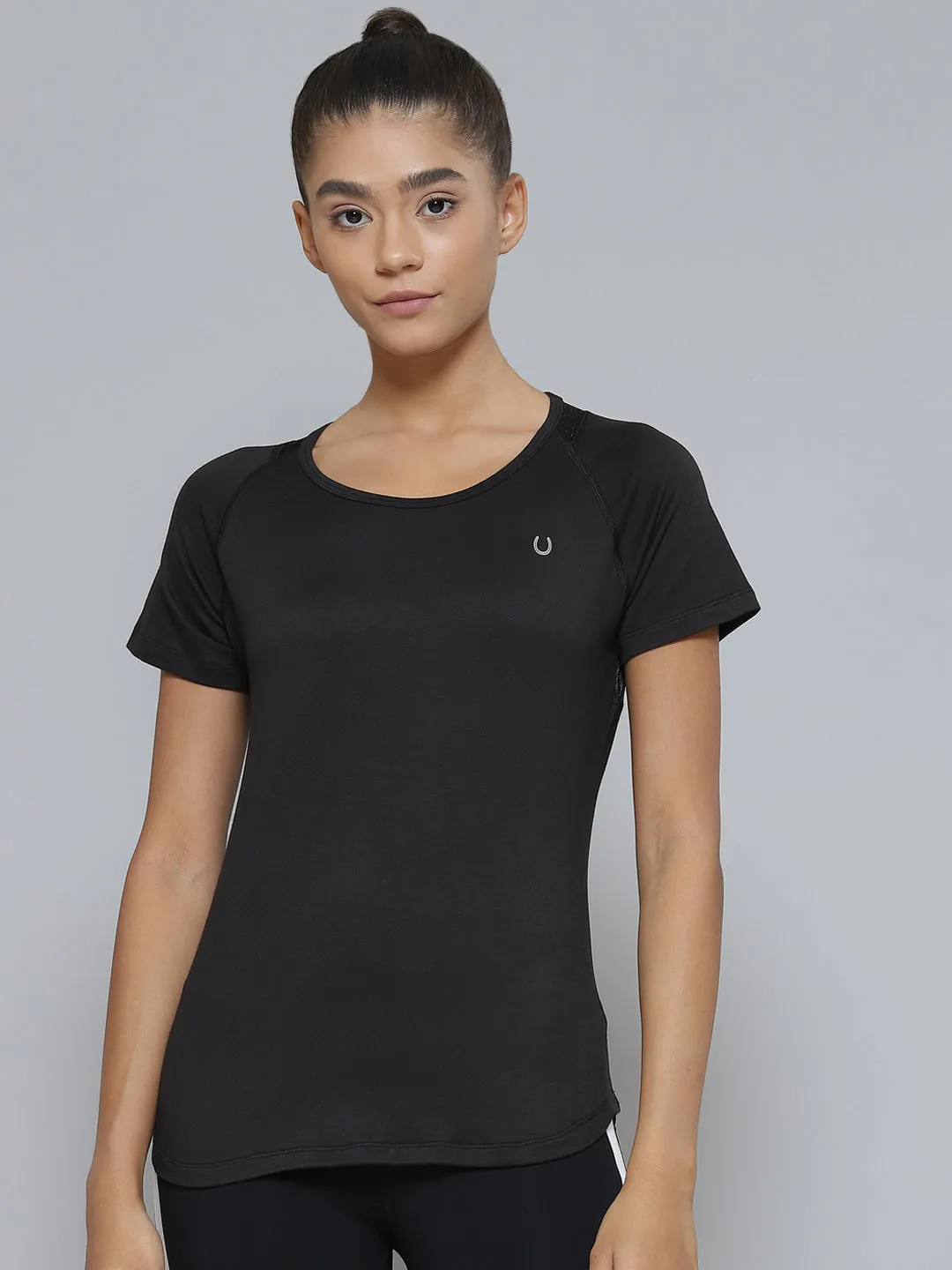 Women Black Organic Cotton Anti Odour Sports T-shirt