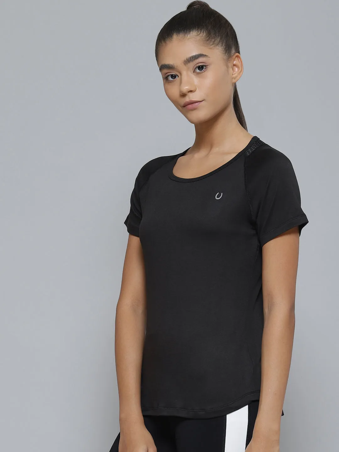 Women Black Organic Cotton Anti Odour Sports T-shirt