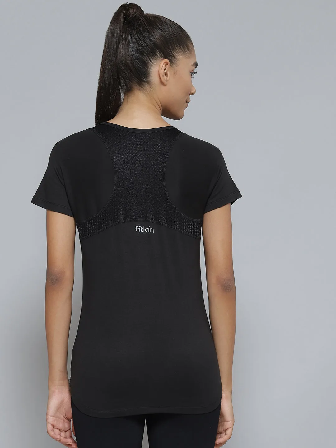 Women Black Organic Cotton Anti Odour Sports T-shirt