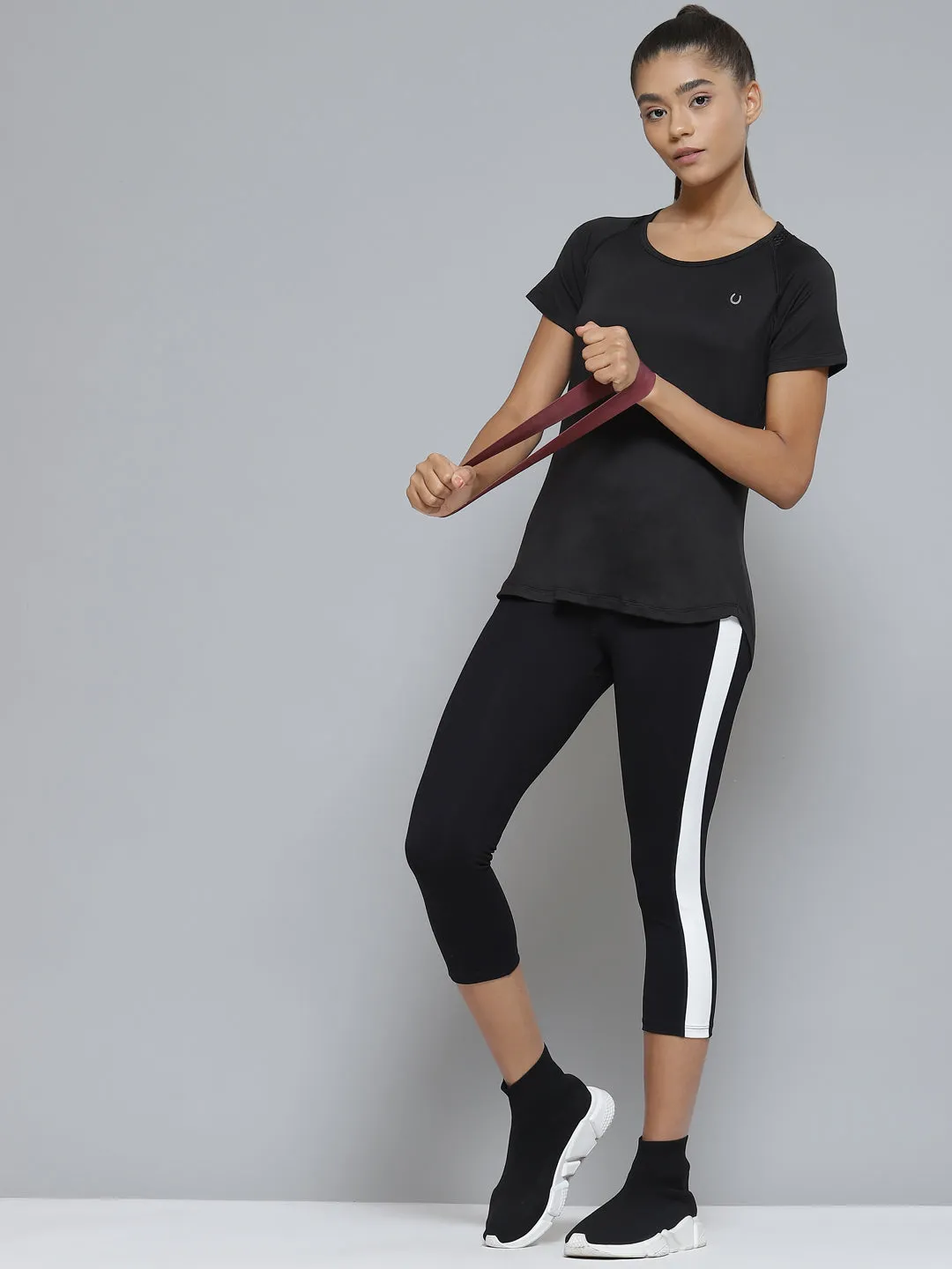 Women Black Organic Cotton Anti Odour Sports T-shirt