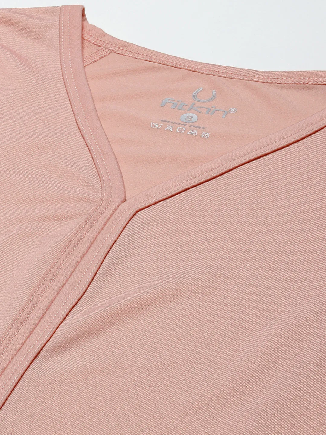 Women Peach-Coloured V-Neck Sports T-shirt