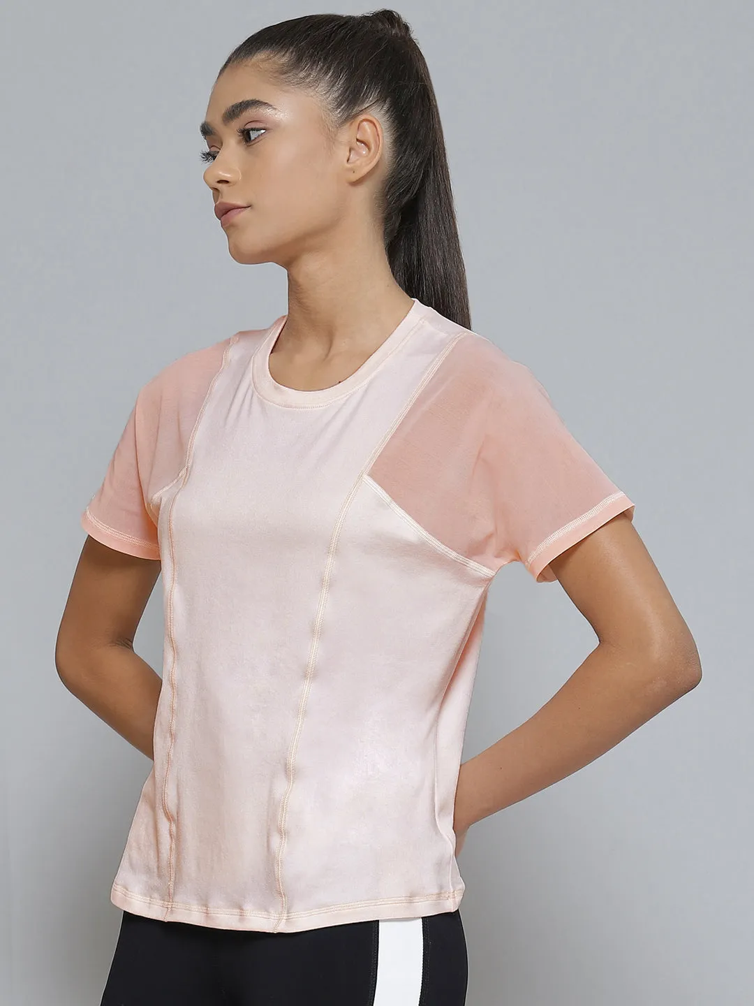 Women Pink Anti Odour Sports T-shirt
