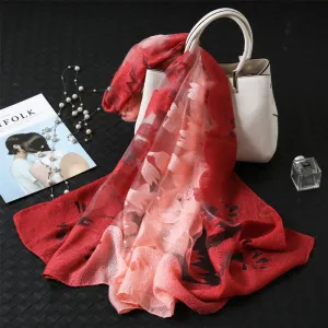 Women Scarf Pashmina Shawl Printed Cape Silk Chiffon Polyester Tippet Muffler