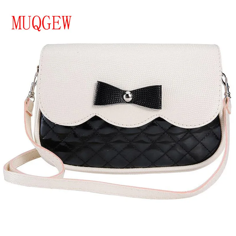 Women Shoulder Bag leather handbags 2017 Luxury brand Cute Bowknot Decorated high quality casual big Messenger Crossbody Bag