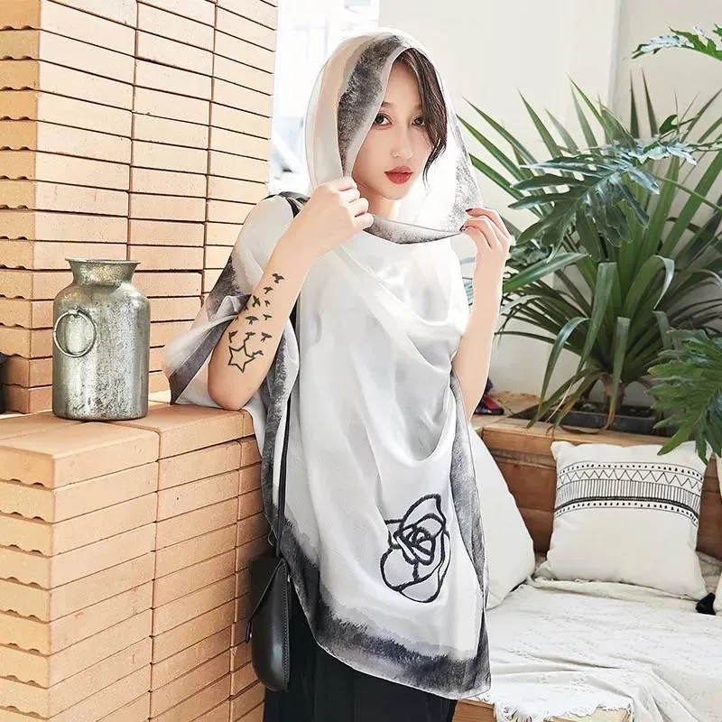 Women Vintage Printed Square Satin Scarf Scarves Neckerchief Shawl Wrap
