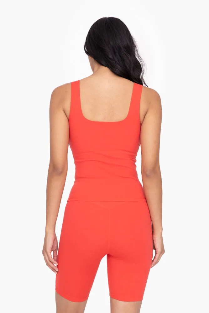 Women's Mono B | Square Neck Wide Strap Tank | Cherry Red