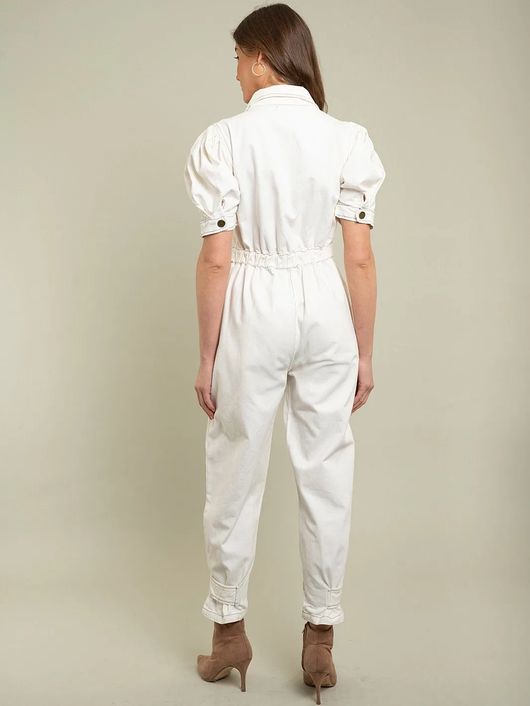 WOMENS WHITE DENIM JUMPSUIT