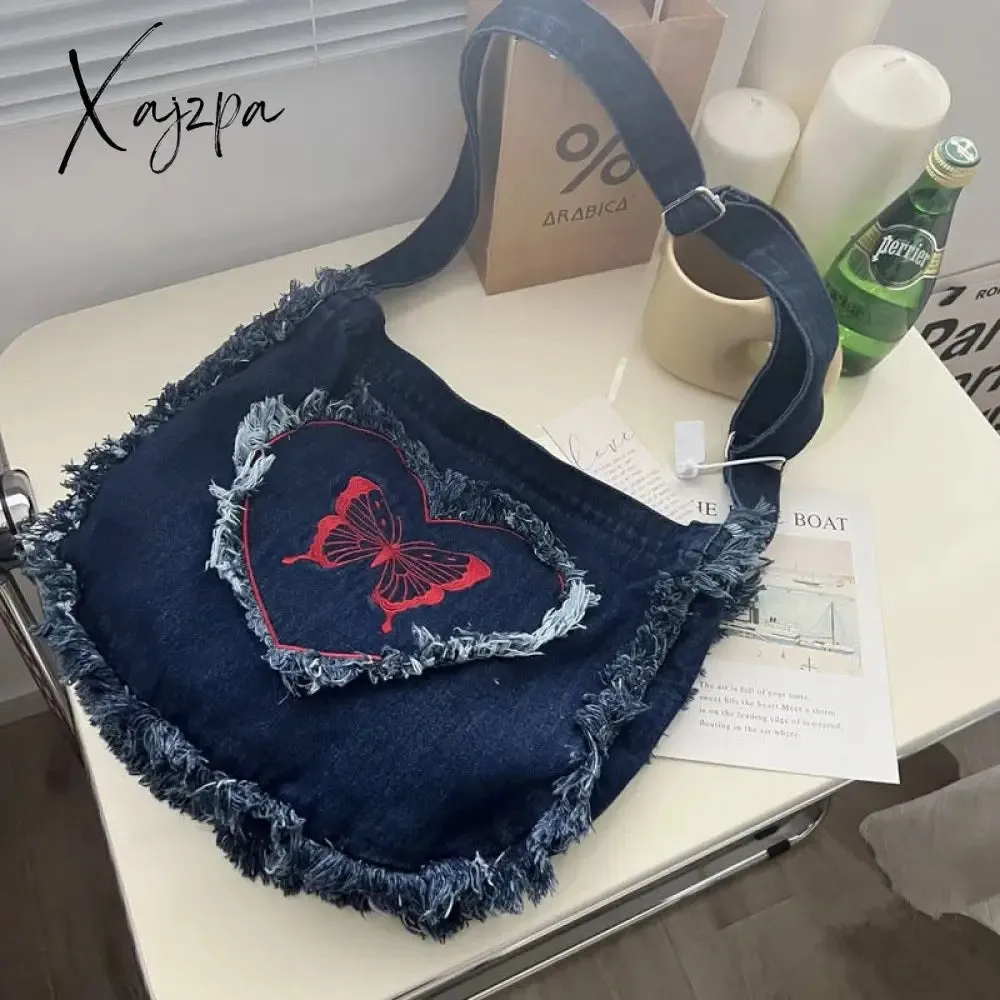 Xajzpa - Denim Fashion Large Capacity Japanese Harajuku Messenger Bags Shoulder Bags Commuter Bags Coin Purses Fashion Handbags Satchels