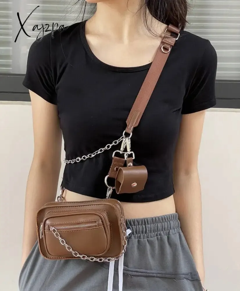 Xajzpa - Fashion Street Style Female Messenger Bags Chain Women Shoulder Bag Hip-Hop PU Leather Crossbody Bag Coin Bag WHDV2140
