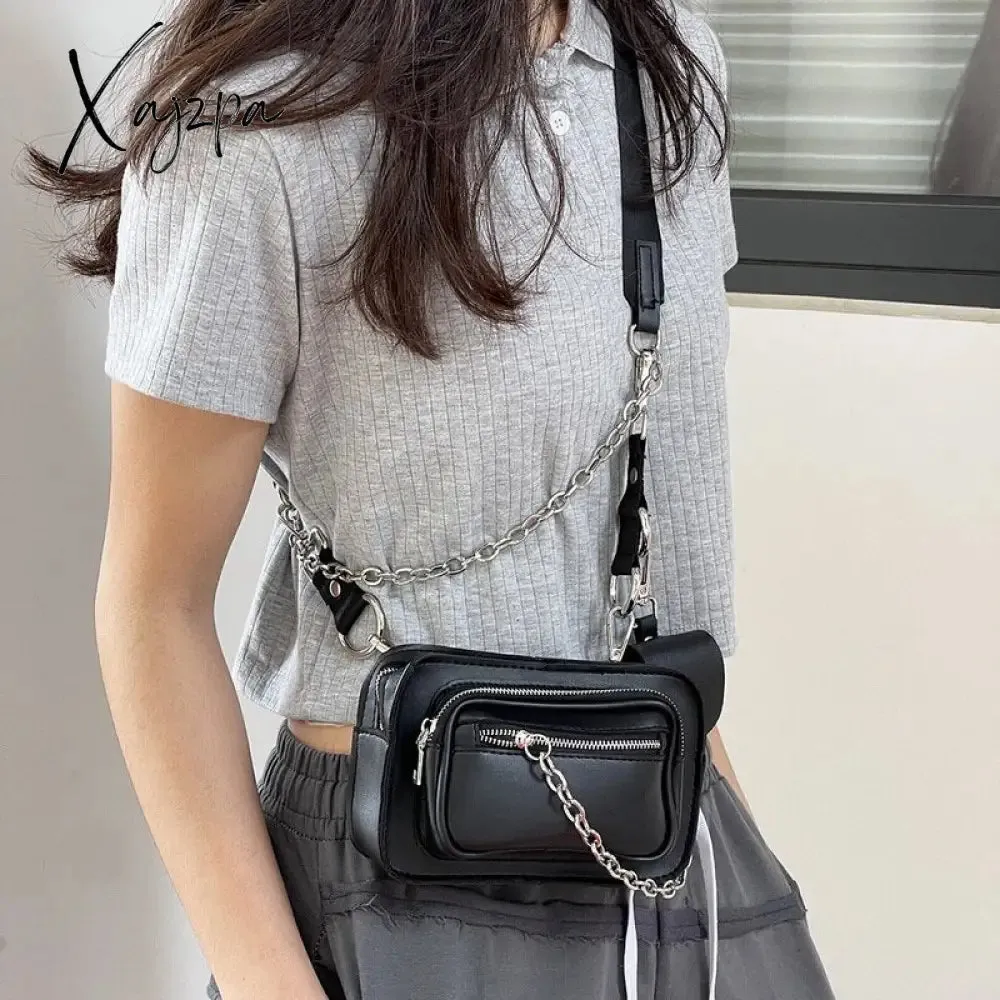 Xajzpa - Fashion Street Style Female Messenger Bags Chain Women Shoulder Bag Hip-Hop PU Leather Crossbody Bag Coin Bag WHDV2140