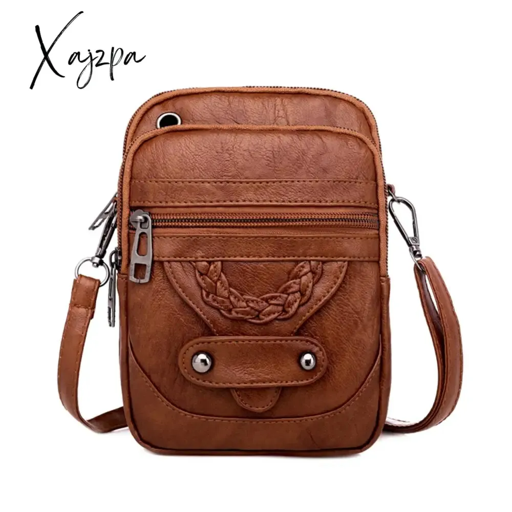Xajzpa - Fashion Women Soft PU Leather Solid Color Crossbody Shoulder Messenger Bag Casual Ladies Small Handbags Flap Coin Purse