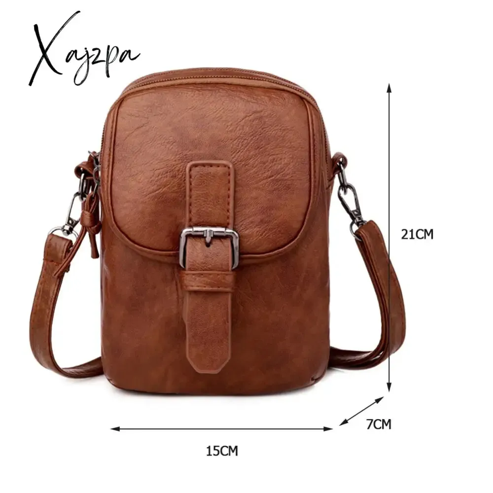 Xajzpa - Fashion Women Soft PU Leather Solid Color Crossbody Shoulder Messenger Bag Casual Ladies Small Handbags Flap Coin Purse