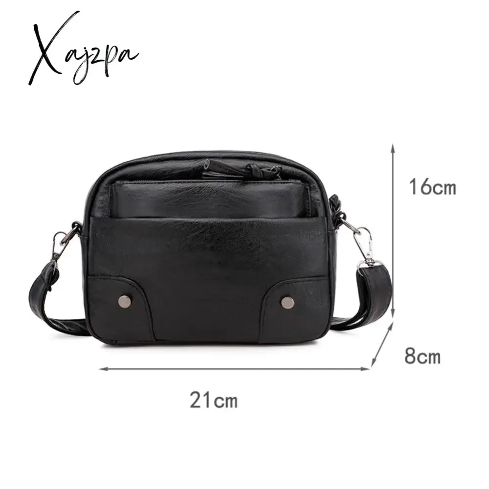 Xajzpa - Fashion Women Soft PU Leather Solid Color Crossbody Shoulder Messenger Bag Casual Ladies Small Handbags Flap Coin Purse