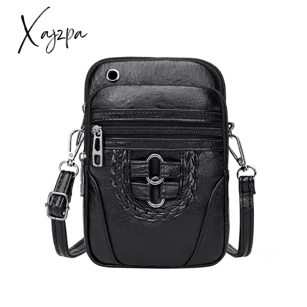 Xajzpa - Fashion Women Soft PU Leather Solid Color Crossbody Shoulder Messenger Bag Casual Ladies Small Handbags Flap Coin Purse