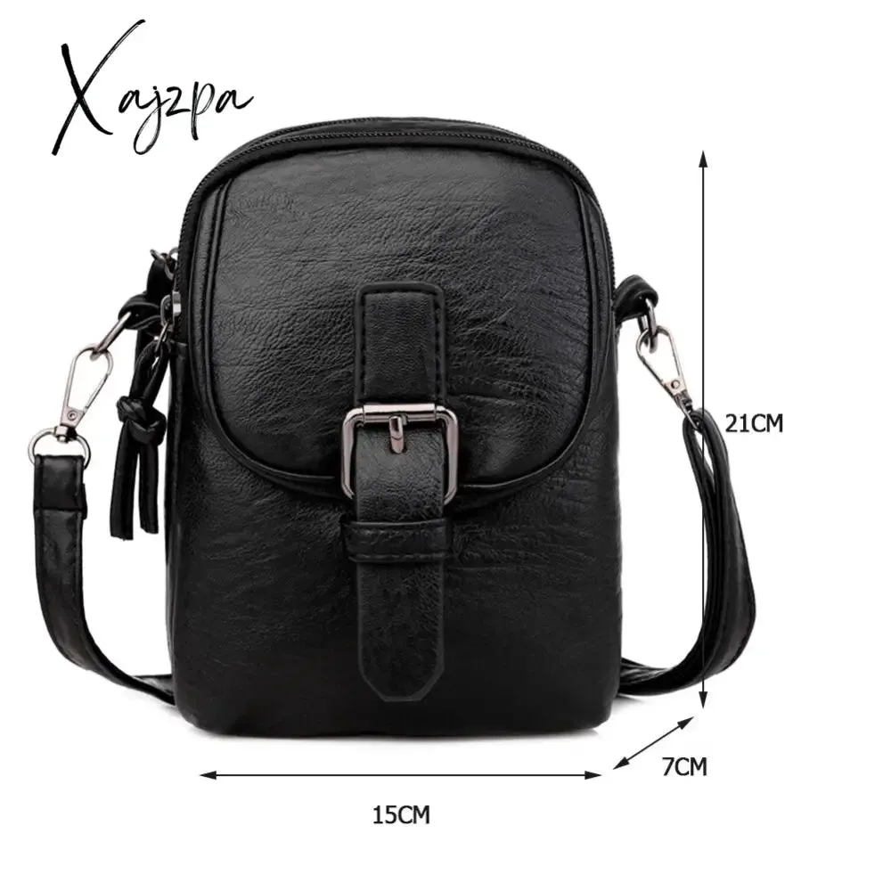 Xajzpa - Fashion Women Soft PU Leather Solid Color Crossbody Shoulder Messenger Bag Casual Ladies Small Handbags Flap Coin Purse