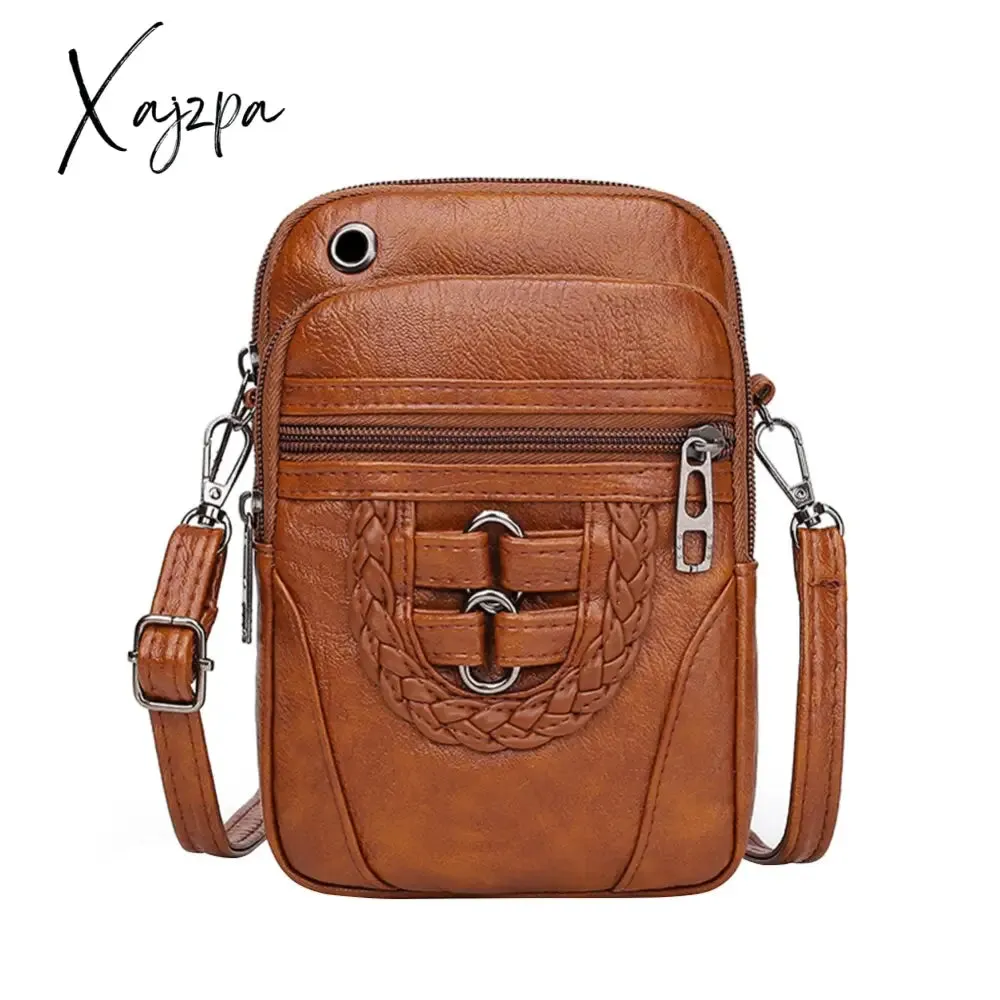 Xajzpa - Fashion Women Soft PU Leather Solid Color Crossbody Shoulder Messenger Bag Casual Ladies Small Handbags Flap Coin Purse