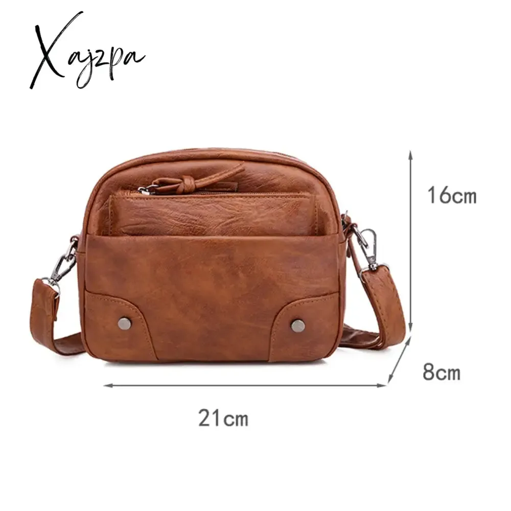 Xajzpa - Fashion Women Soft PU Leather Solid Color Crossbody Shoulder Messenger Bag Casual Ladies Small Handbags Flap Coin Purse