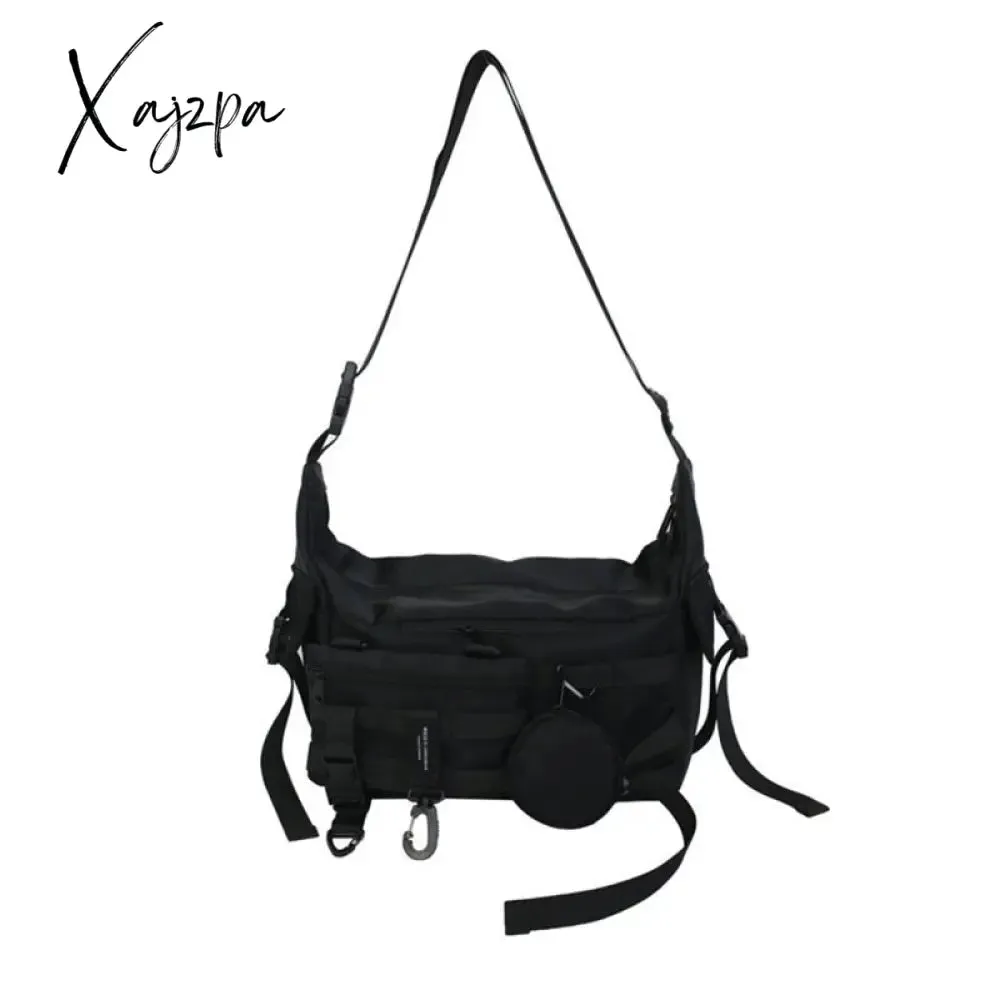 Xajzpa - Functional style Shoulder Black Crossbody Messenger Tote Bags For Men Women's Hip Hop Techwear Satchel Waist Goth Postman