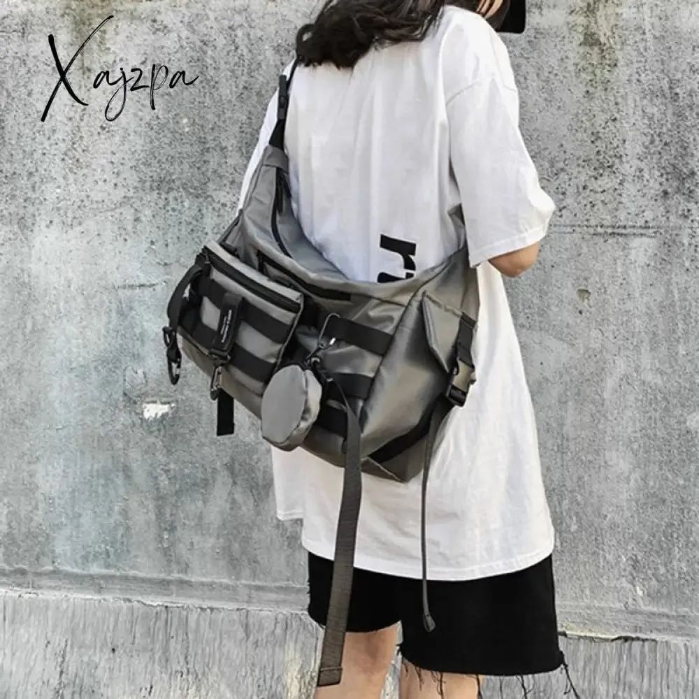 Xajzpa - Functional style Shoulder Black Crossbody Messenger Tote Bags For Men Women's Hip Hop Techwear Satchel Waist Goth Postman
