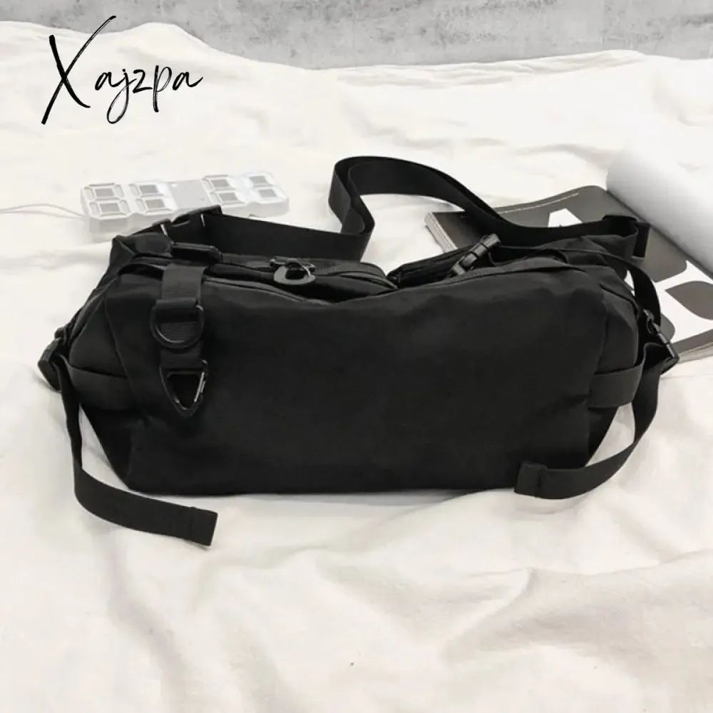 Xajzpa - Functional style Shoulder Black Crossbody Messenger Tote Bags For Men Women's Hip Hop Techwear Satchel Waist Goth Postman