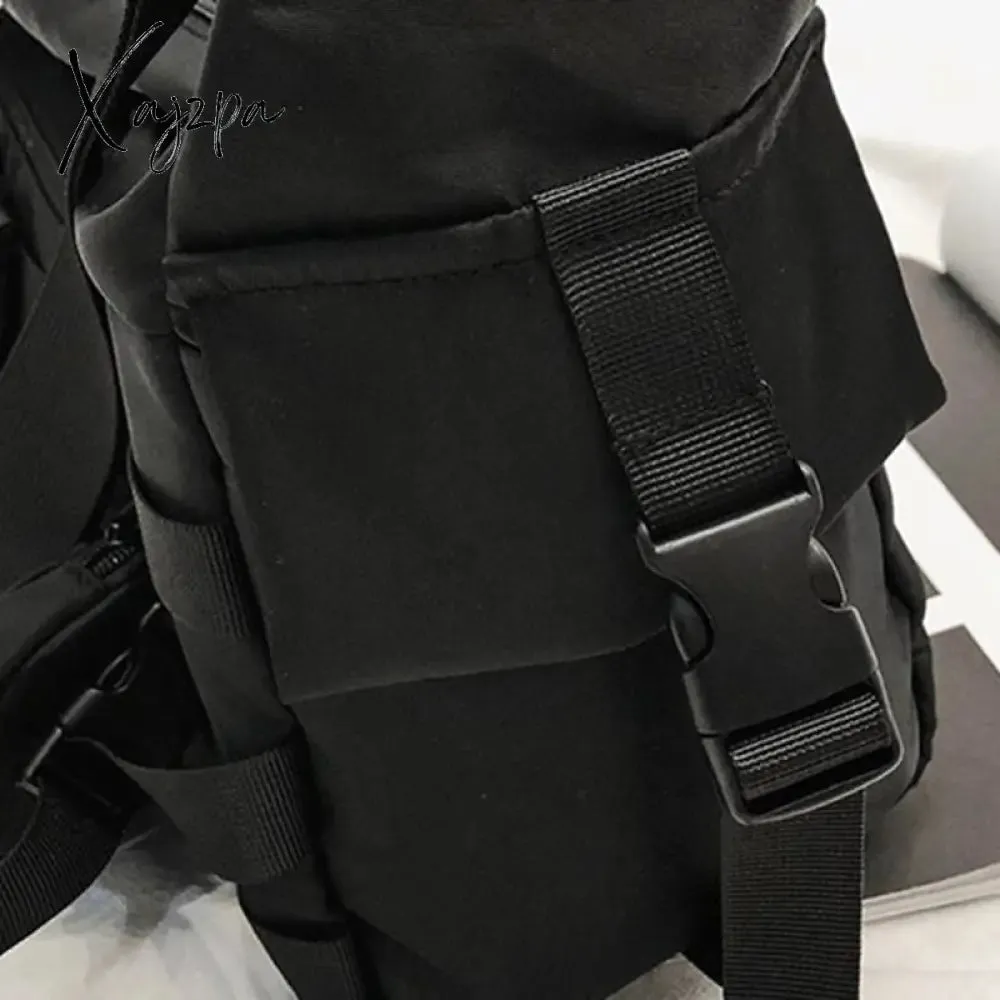 Xajzpa - Functional style Shoulder Black Crossbody Messenger Tote Bags For Men Women's Hip Hop Techwear Satchel Waist Goth Postman