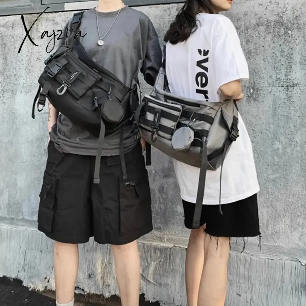Xajzpa - Functional style Shoulder Black Crossbody Messenger Tote Bags For Men Women's Hip Hop Techwear Satchel Waist Goth Postman