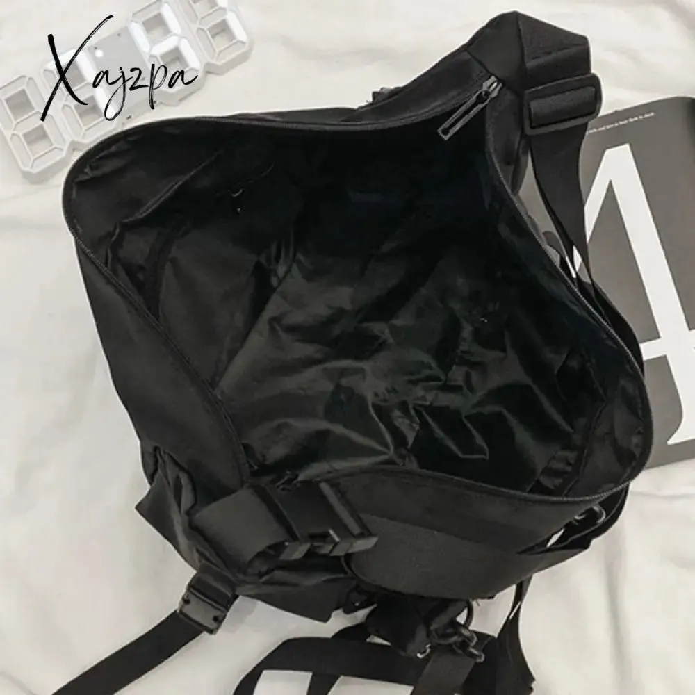 Xajzpa - Functional style Shoulder Black Crossbody Messenger Tote Bags For Men Women's Hip Hop Techwear Satchel Waist Goth Postman