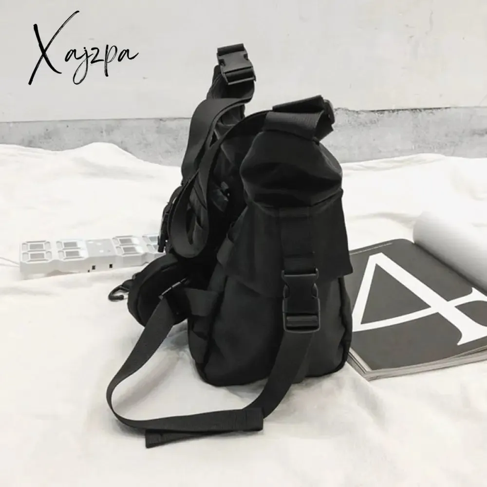 Xajzpa - Functional style Shoulder Black Crossbody Messenger Tote Bags For Men Women's Hip Hop Techwear Satchel Waist Goth Postman