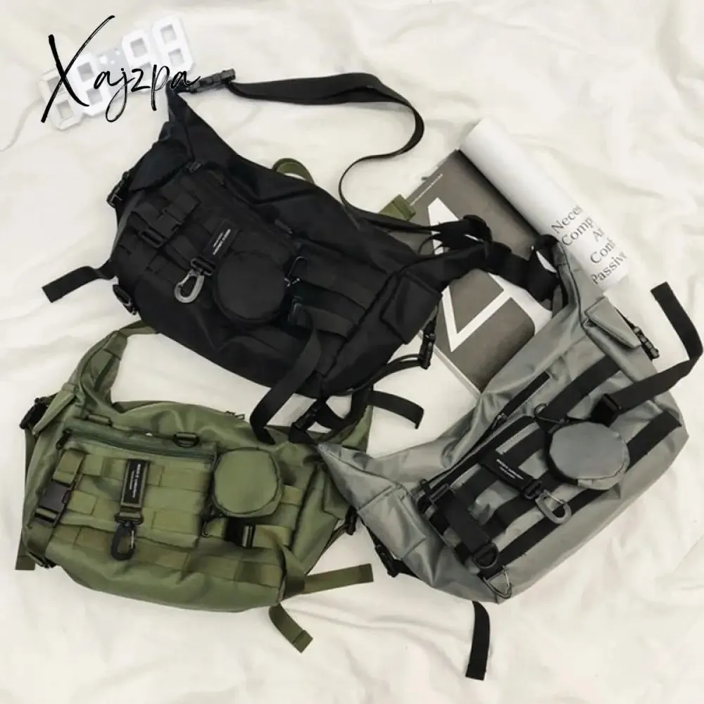 Xajzpa - Functional style Shoulder Black Crossbody Messenger Tote Bags For Men Women's Hip Hop Techwear Satchel Waist Goth Postman