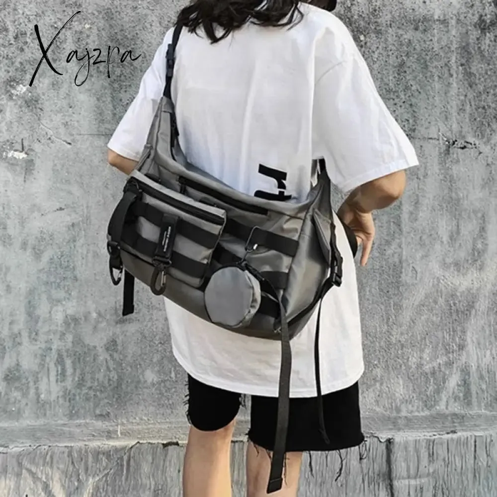 Xajzpa - Functional style Shoulder Black Crossbody Messenger Tote Bags For Men Women's Hip Hop Techwear Satchel Waist Goth Postman