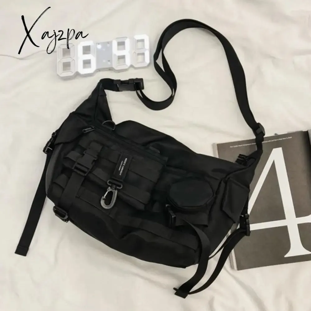 Xajzpa - Functional style Shoulder Black Crossbody Messenger Tote Bags For Men Women's Hip Hop Techwear Satchel Waist Goth Postman