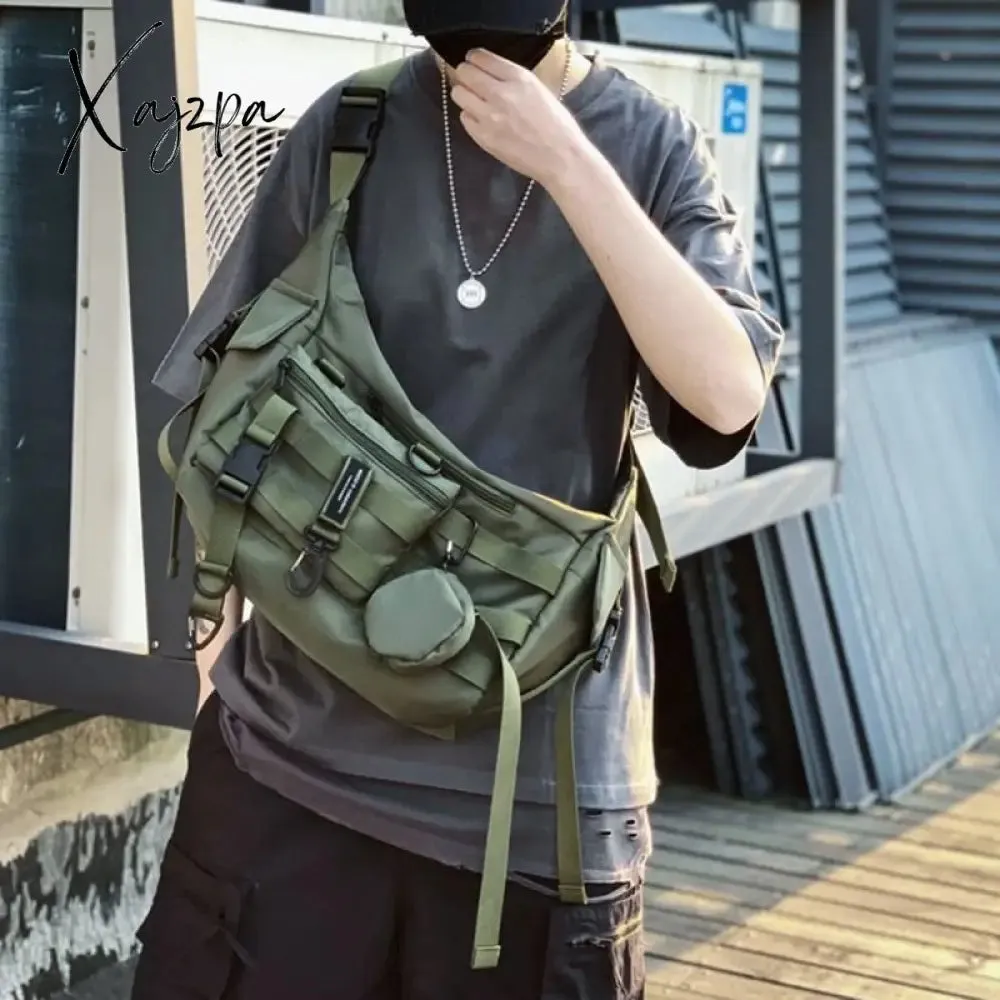 Xajzpa - Functional style Shoulder Black Crossbody Messenger Tote Bags For Men Women's Hip Hop Techwear Satchel Waist Goth Postman