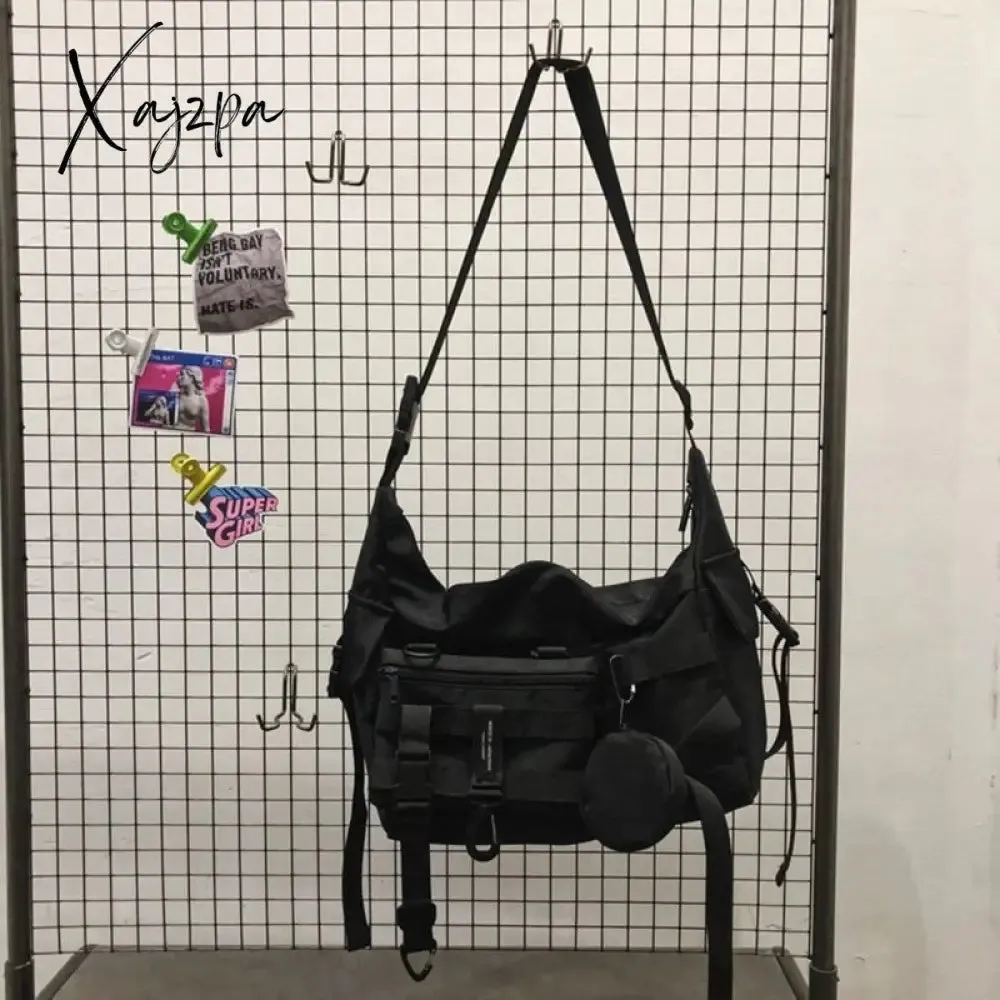 Xajzpa - Functional style Shoulder Black Crossbody Messenger Tote Bags For Men Women's Hip Hop Techwear Satchel Waist Goth Postman