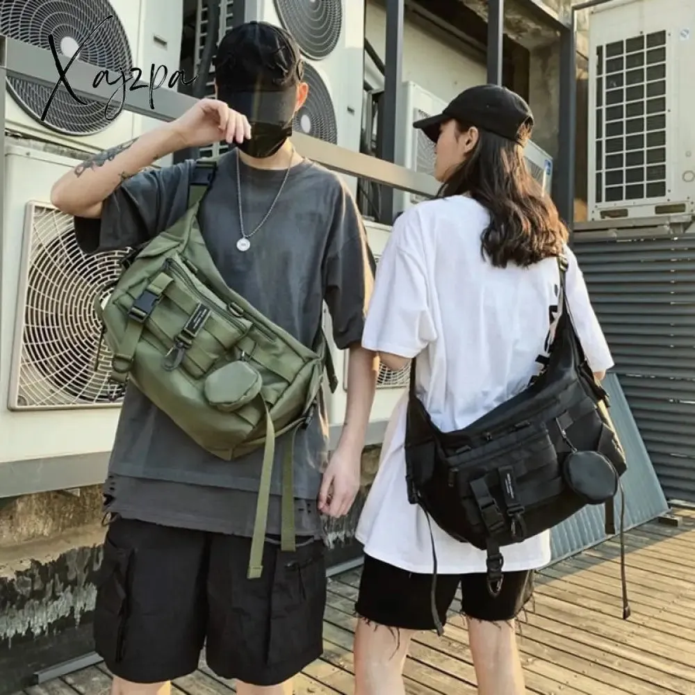 Xajzpa - Functional style Shoulder Black Crossbody Messenger Tote Bags For Men Women's Hip Hop Techwear Satchel Waist Goth Postman