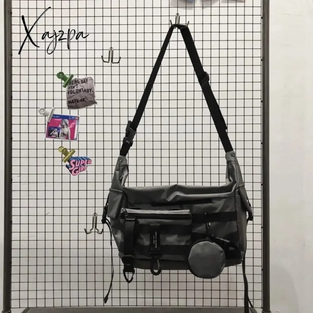 Xajzpa - Functional style Shoulder Black Crossbody Messenger Tote Bags For Men Women's Hip Hop Techwear Satchel Waist Goth Postman