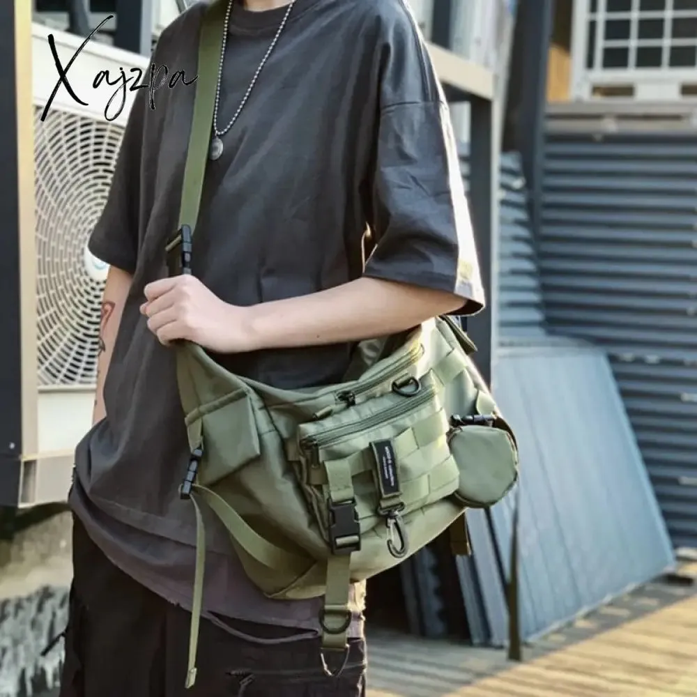 Xajzpa - Functional style Shoulder Black Crossbody Messenger Tote Bags For Men Women's Hip Hop Techwear Satchel Waist Goth Postman