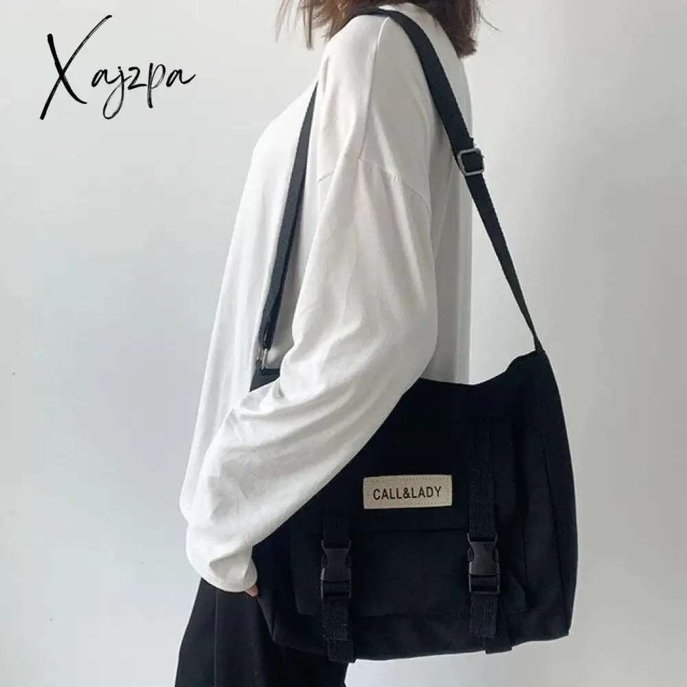Xajzpa - Japanese simple messenger bag Korean bag student nylon waterproof canvas bag crossbody bags for women satchels